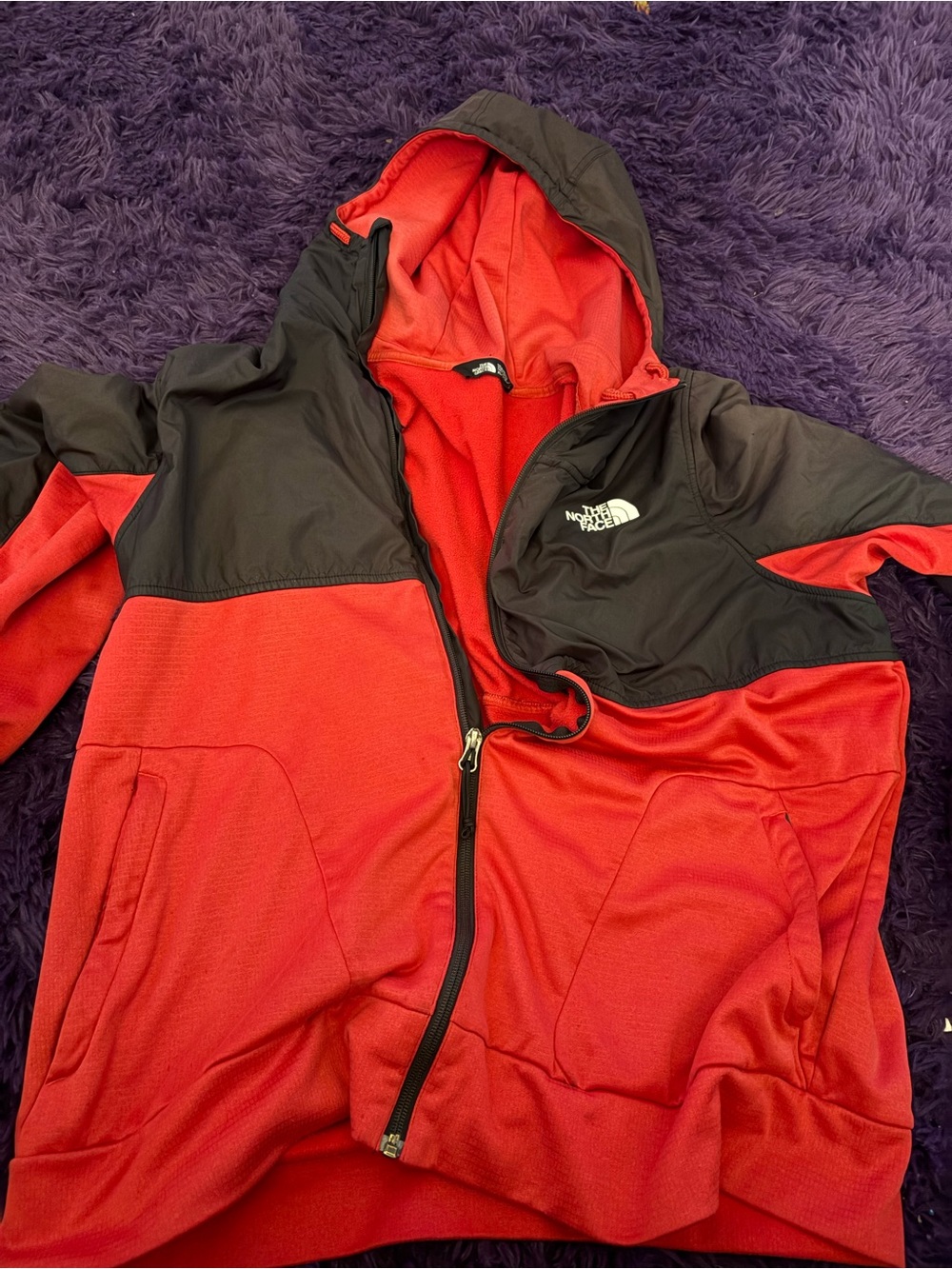 The North Face Red Fleece Jacket with Black Label